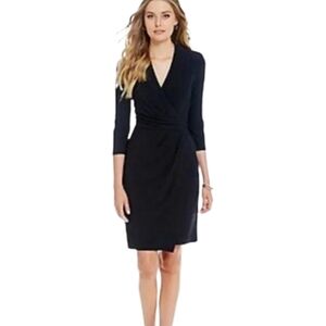 The Limited Black Wrap Dress Womens Small 3/4 Sleeve Minimalist Professional LBD